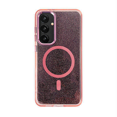 Husa Wozinsky Glitter cu Mag Safe pentru Samsung Galaxy S24 FE - Roz cu Glitter