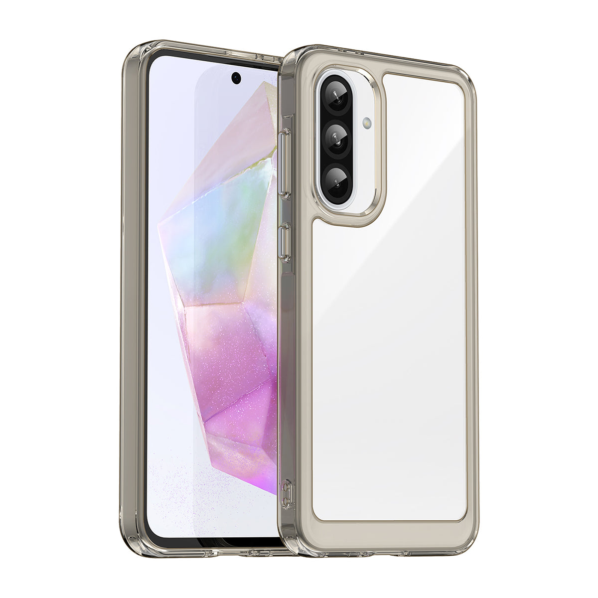 Husa Outer Space pentru Samsung Galaxy A56 Cover cu Flexible Frame - Semi-Transparent, Negru
