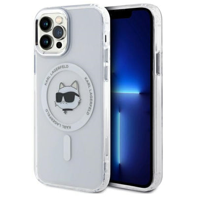 Husa Karl Lagerfeld IML Metal Choupette Head Magsafe iPhone 12 - Alb