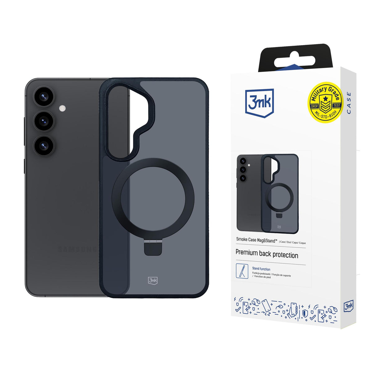 Husa 3mk Smoke Mag&Stand pentru Samsung Galaxy S25+ - Negru