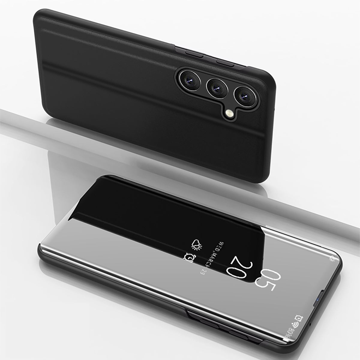 Husa Transparent View pentru Samsung Galaxy A36 Cover cu Flip - Negru