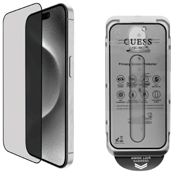 Folie Guess protectie Privacy 2.5D Outline sticla pentru iPhone 16