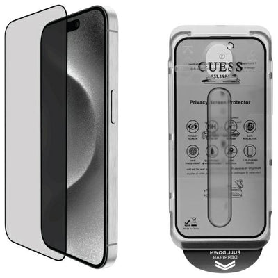 Folie Guess protectie Privacy 2.5D Outline sticla pentru iPhone 16