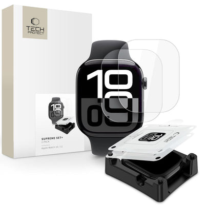 Folie Tech-protect Supreme hydrogel Set 2-pack pentru Apple Watch 10 46 Mm - Transparent
