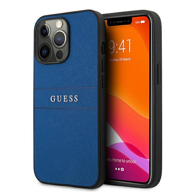 Husa Guess Saffiano Curea pentru iPhone 13 Pro Max 6.7" - Albastru