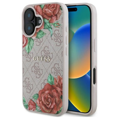 Husa Guess Guhmp16sp4ropemcp iPhone 16 6.1" Roz/Roz Hardcase 4G Flowers Print Magsafe