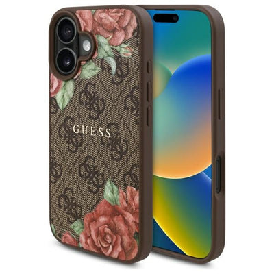 Husa Guess Guhmp16sp4ropemcw iPhone 16 6.1" Maro/Maro Hardcase 4G Flowers Print Magsafe