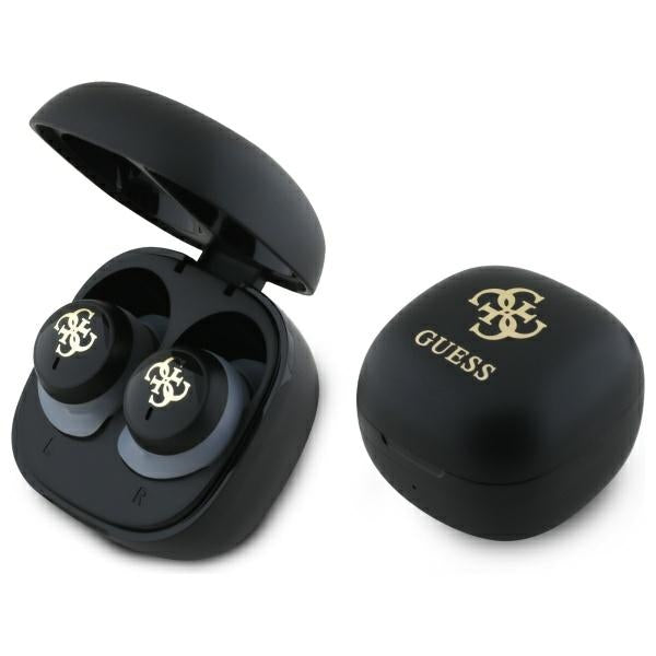 Casti Guess Bluetooth TWS + Docking Station Negru/Negru Iridescent 4G Printed Logo