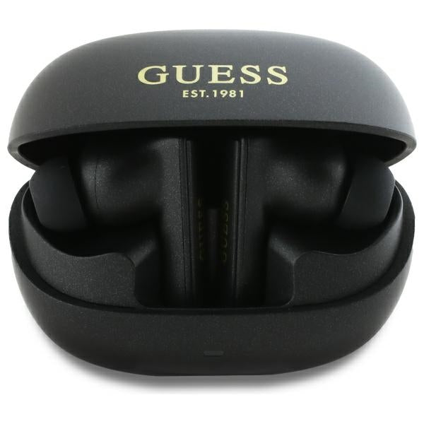 Casti Guess Bluetooth TWS + Docking Station Negru/Negru Capsule Printed Logo