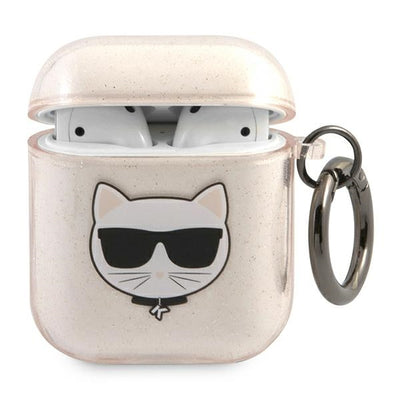 Husa Karl Lagerfeld Glitter Choupette pentru AirPods 1 / 2 - Auriu