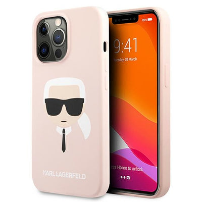 Husa Karl Lagerfeld Silicone Karl`S Head pentru iPhone 13 Pro / 13 6.1" - Roz deschis