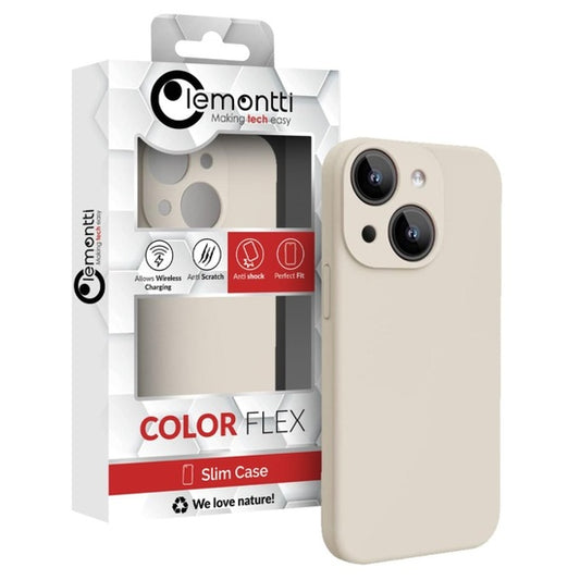 Lemontti Husa Liquid Silicon MagCharge iPhone 15 Bej (protectie 360°, material fin, captusit cu microfibra)