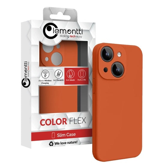Lemontti Husa Liquid Silicon MagCharge iPhone 15 Portocaliu (protectie 360°, material fin, captusit cu microfibra)