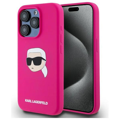 Husa Karl Lagerfeld iPhone 15 Pro Max 6.7" Fuchsia/Fuschia Hardcase Silicone Karl Head Print Magsafe