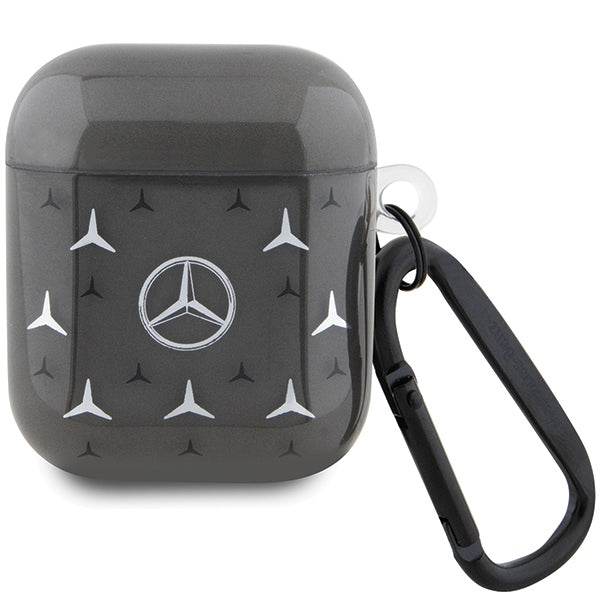 Husa Mercedes AirPods 1/2 Cover Negru/Negru Large Star Pattern