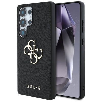 Husa Guess Grained Big 4G Logo Small Classic Logo pentru Samsung Galaxy S25 Ultra Negru