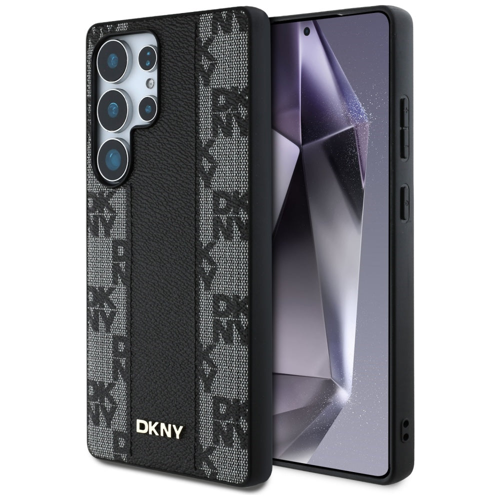 Husa Dkny Leather Checkered Pattern Magsafe pentru Samsung Galaxy S25 Ultra Negru