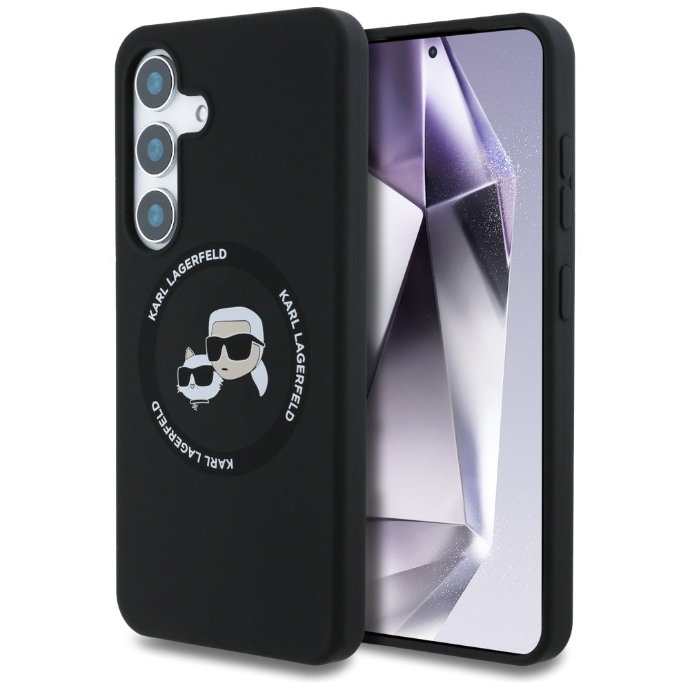 Husa Karl Lagerfeld Silicone Double Heads And Circle Magsafe Samsung Galaxy S25 Negru