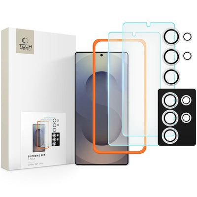 Folie Tech-protect Supreme Set pentru Samsung Galaxy S25 Ultra 2x sticla protectie / camera - Transparent