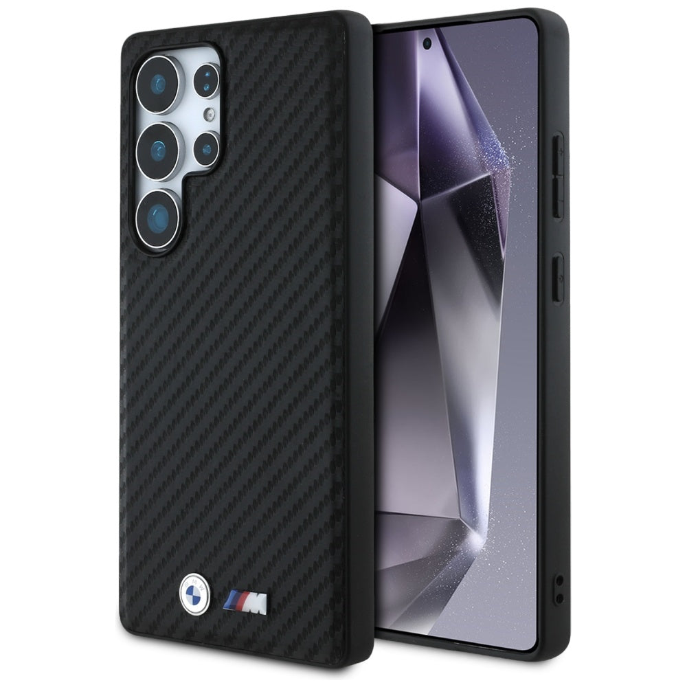 Husa BMW Leather Carbon Magsafe pentru Samsung Galaxy S25 Ultra - Negru
