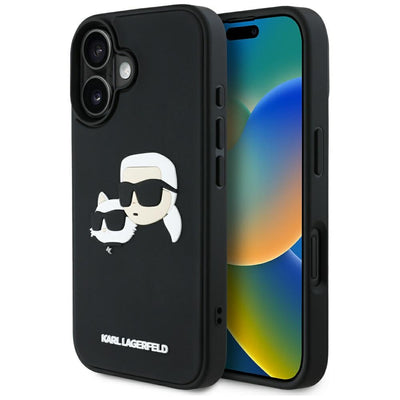 Husa Karl Lagerfeld HC 3D Rubber Double Heads iPhone 16 - Negru