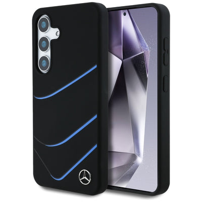 Husa Mercedes Silicone Contrasted Curves Magsafe pentru Samsung Galaxy S25 - Negru