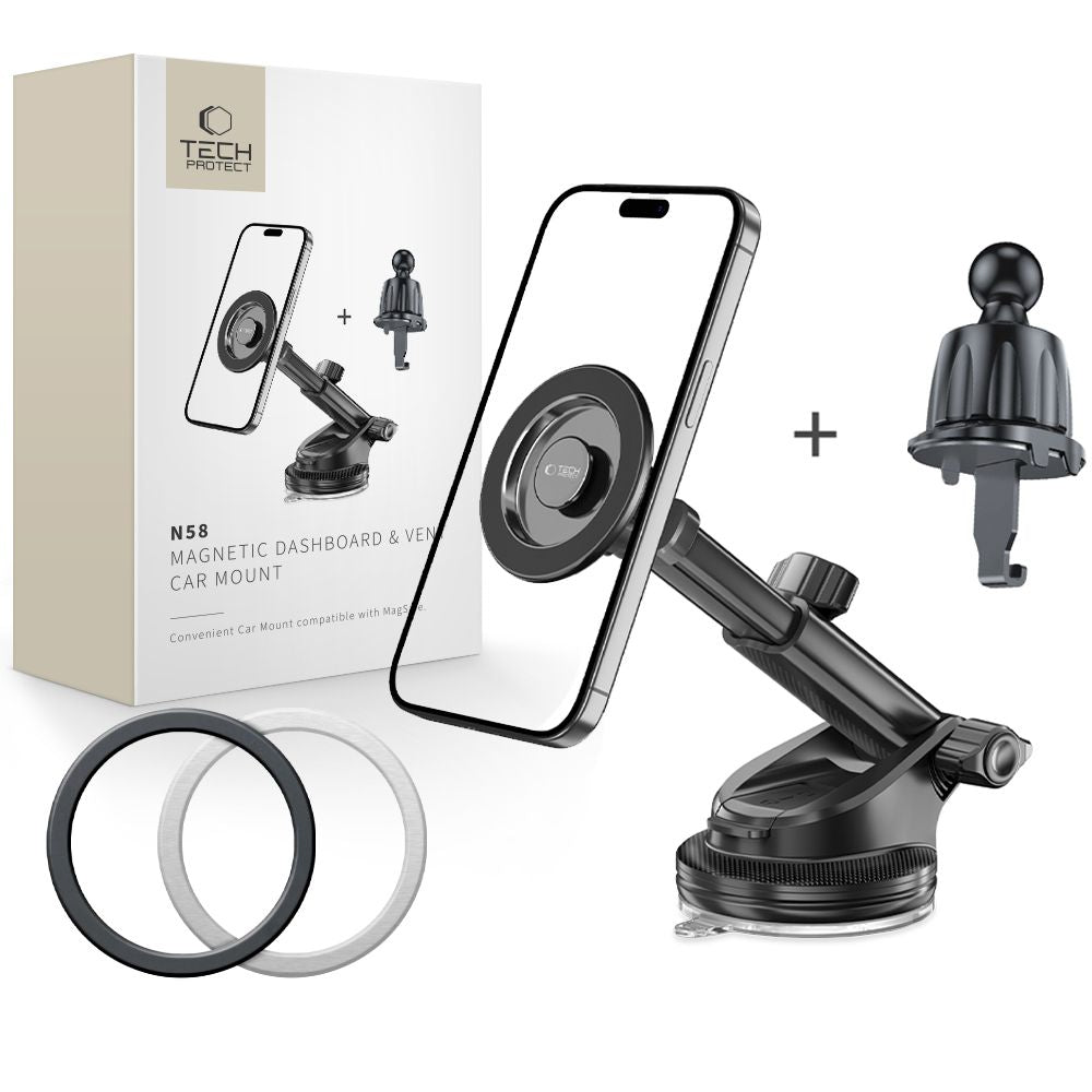 Suport auto Tech-protect N58 Magnetic Magsafe pentru Cockpit, Windshield Or Air Vent Mount - Negru