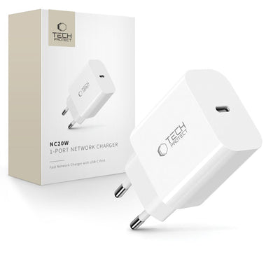 Incarcator priza Tech-protect Nc20w Usb-c Port - Alb