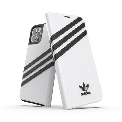 Husa Adidas OR Booklet PU pentru iPhone 12 / 12 Pro 6.1" - Alb And Negru