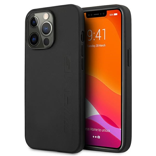 Husa AMG Leather Hot Stamped pentru iPhone 13 Pro / 13 6.1" - Negru