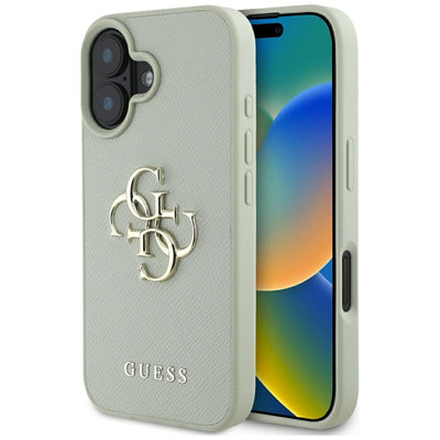 Husa Guess Grained Big 4G Logo Small Classic Logo pentru iPhone 16 - Verde