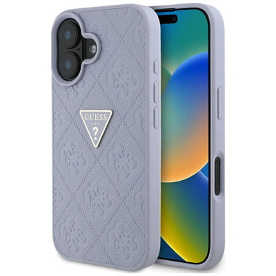 Husa Guess Hot Stamp 4G Pattern Triangle Metal Logo iPhone 16 - Mov