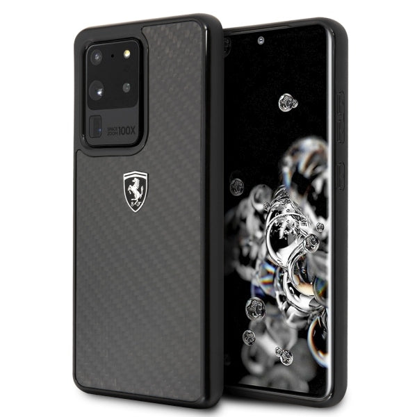 Husa Ferrari Carbon Heritage pentru Samsung Galaxy S20 Ultra - Negru