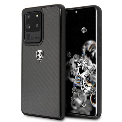 Husa Ferrari Carbon Heritage pentru Samsung Galaxy S20 Ultra - Negru