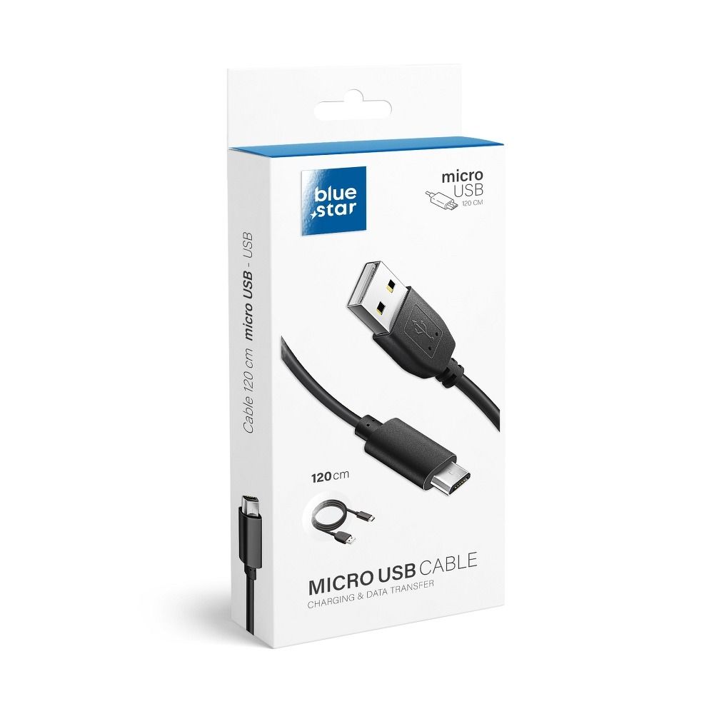 Cablu Albastru Star USB A To Micro USB Lite 3A 1,2 M Negru