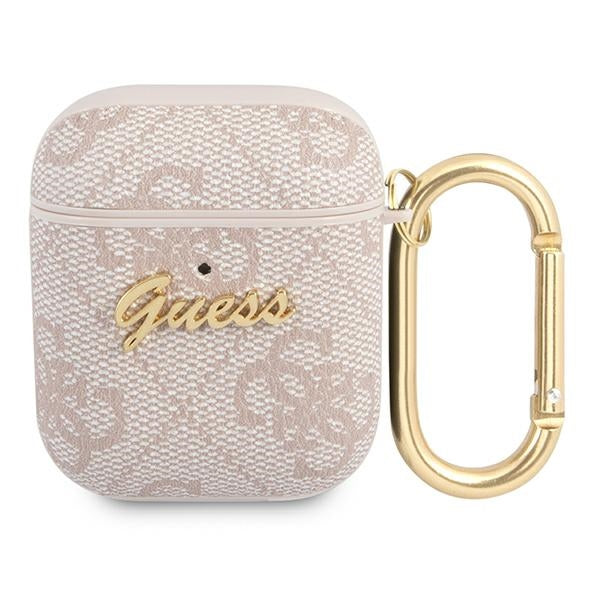 Husa Guess 4G Script Metal Collection pentru AirPods 1 / 2 - Roz