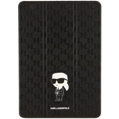 Husa Karl Lagerfeld Saffiano Monogram Ikonik pentru iPad 10.2" 2019 (7th Gen.) Folio Magnet Allover Cover - Negru