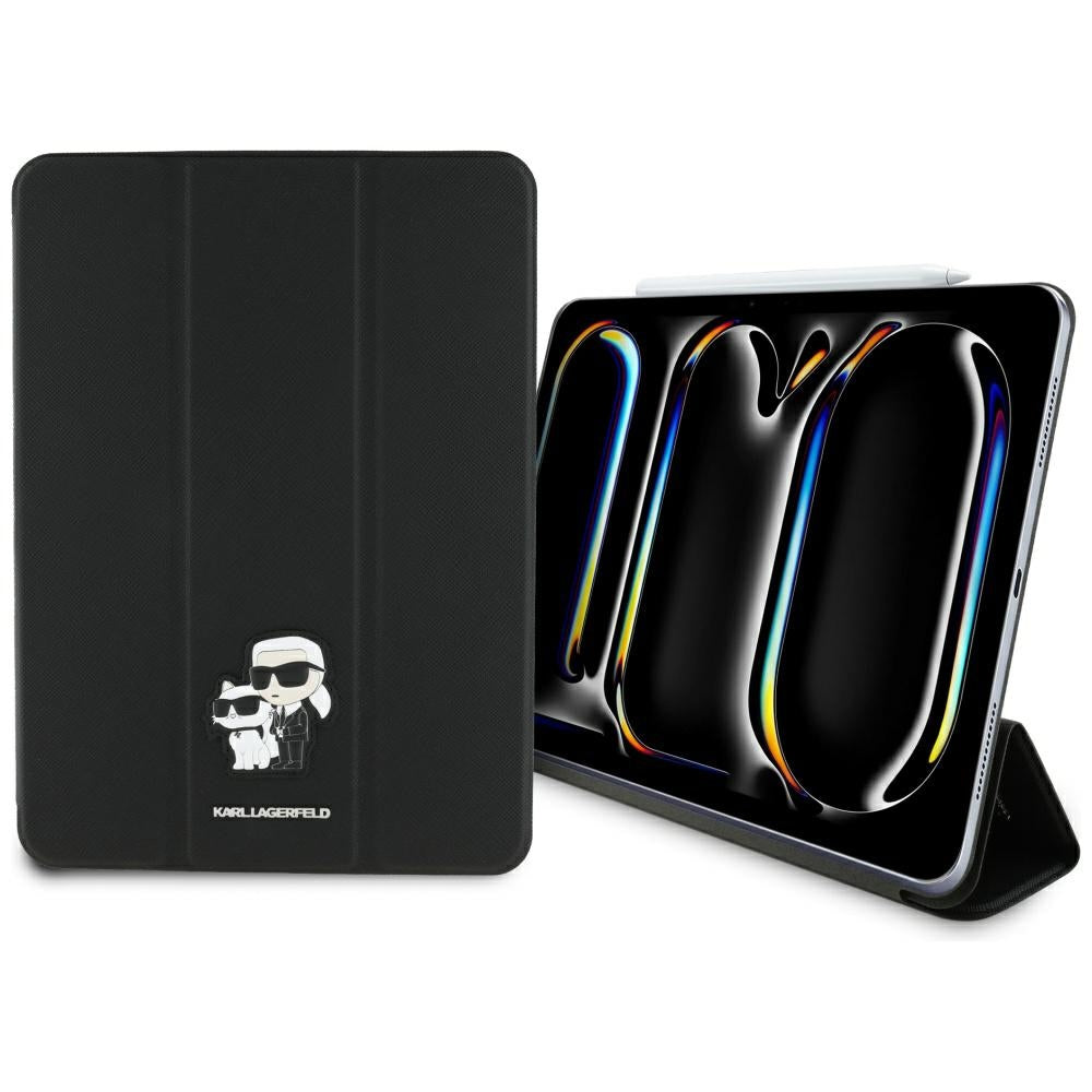 Husa Karl Lagerfeld Saffiano Magnetic Karl & Choupette iPad Pro 11" 2024 Book Cover - Negru