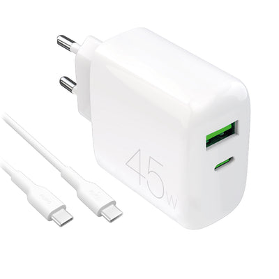 Cablu Puro Daily Prolite 45W Usb-c Usb-a Power Delivery Incarcator cu Usb-c - Alb