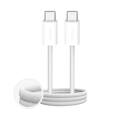 Cablu Puro Fabrik 60W Braided Usb-c - Usb-c 3m - Alb