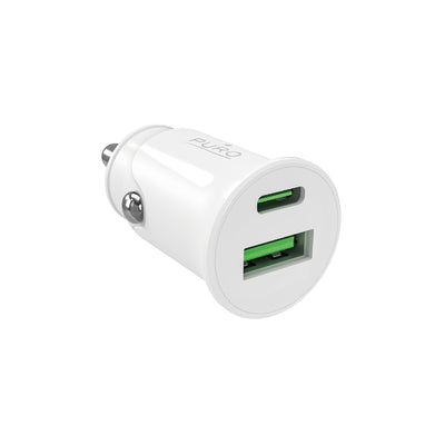 Incarcator auto Puro Pro Lite 1x Usb-a + 1x Usb-c Power Delivery 20W - Alb