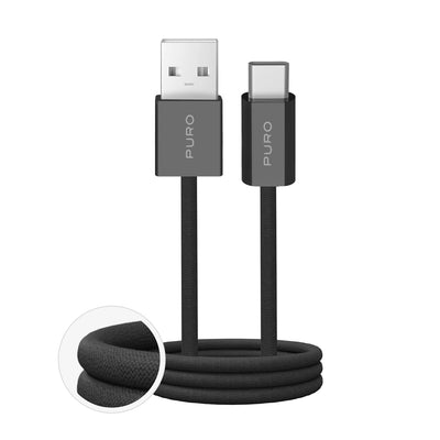 Cablu Puro Fabrik 2.0 10W Usb-a - Usb-c Braided 1.5m - Negru