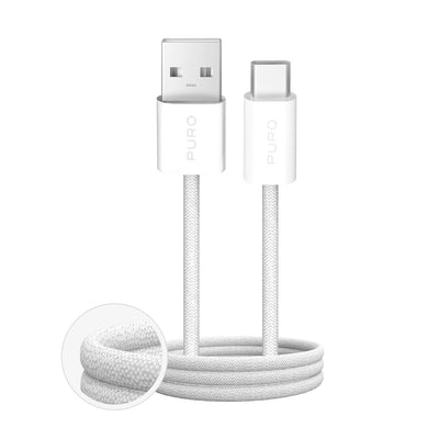 Cablu Puro Fabrik 2.0 10W Usb-a - Usb-c Braided 1.5m - Alb