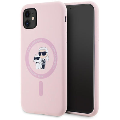 Husa Karl Lagerfeld Silicone Karl&Choupette Magsafe iPhone 11 - Roz
