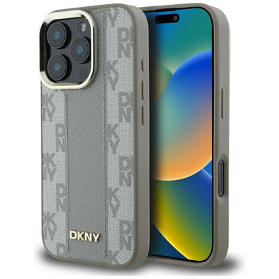 Husa Dkny Checkered Pattern Magsafe iPhone 16 Pro - Bej