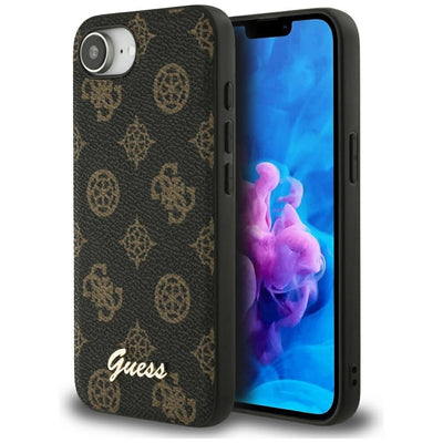 Husa Guess Peony Script Logo Magsafe iPhone 16e Negru