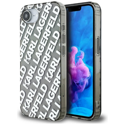 Husa Karl Lagerfeld IML Repeat Logo pentru iPhone 16e - Argintiu