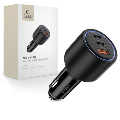 Incarcator auto Cc04 3-port Pd175w - Negru