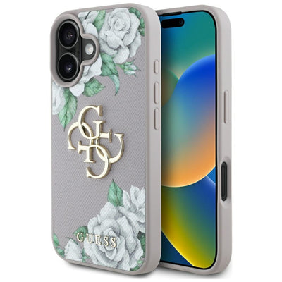 Husa Guess Grained Roses Big 4G Logo iPhone 16 - Mov