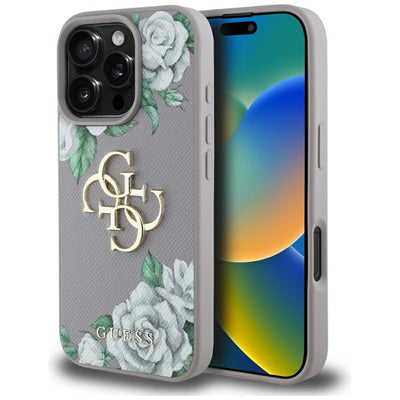 Husa Guess Grained Roses Big 4G Logo iPhone 16 Pro - Mov